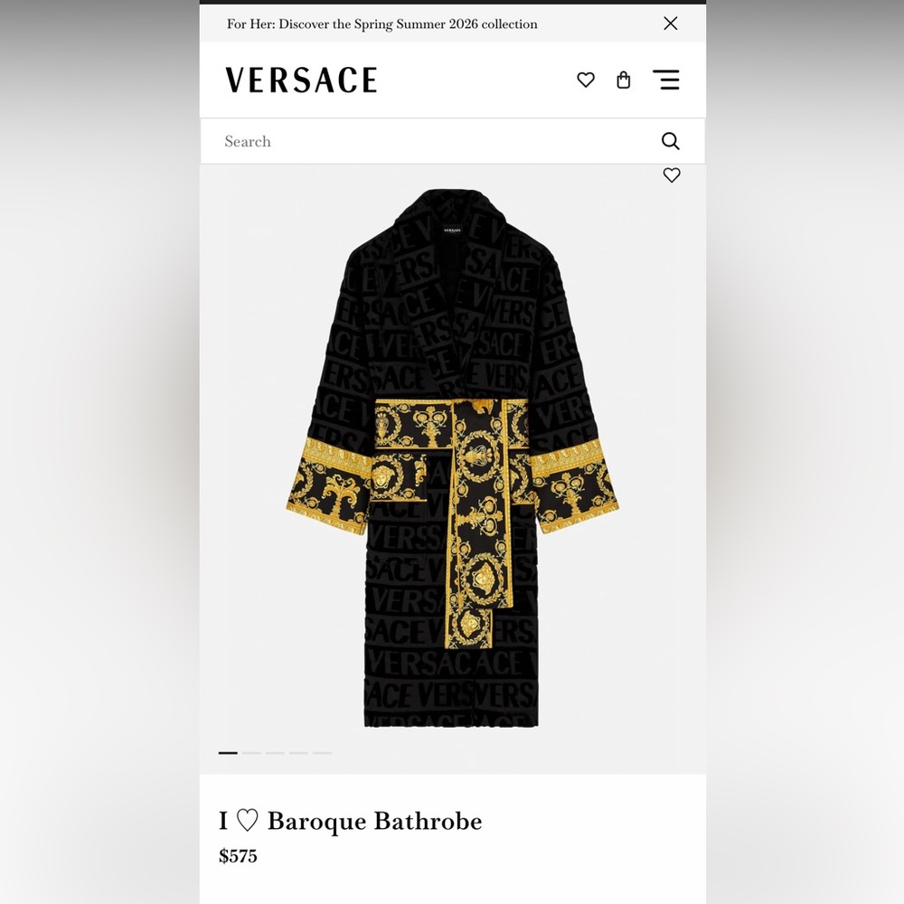 Versace Black Robe with Gold Baroque Design - Picture 10 of 10